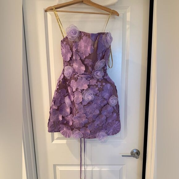 NWOT Bronx and Banco MINI DRESS JASMINE LILAC MARAYA lavender Floral - Picture 5 of 16